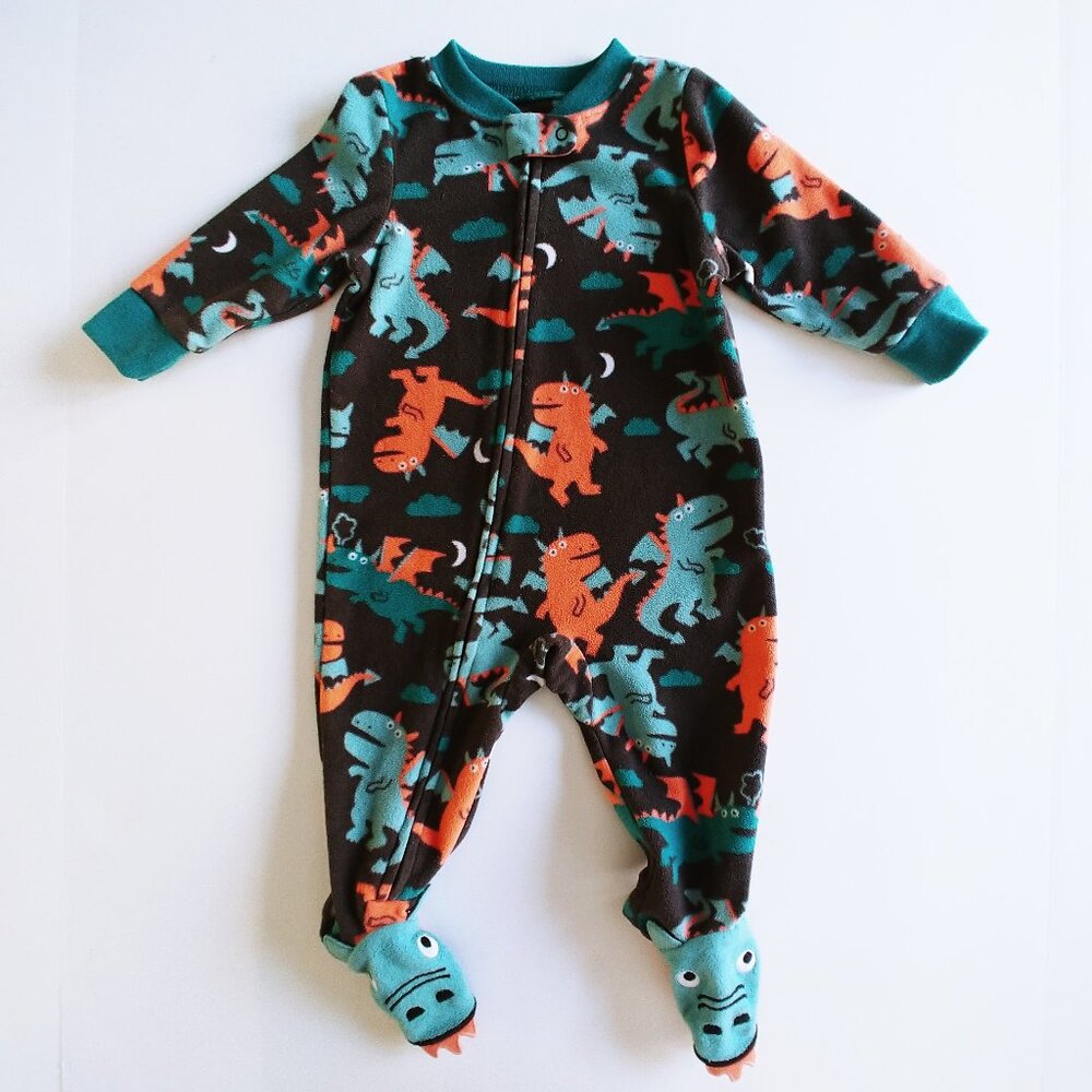Carter's Fleece Dragon Footed Zip-Up Sleeper size 6 Months